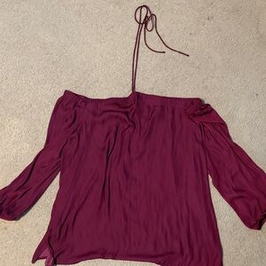 LOFT Burgundy Off-Shoulder Blouse new with tags silky